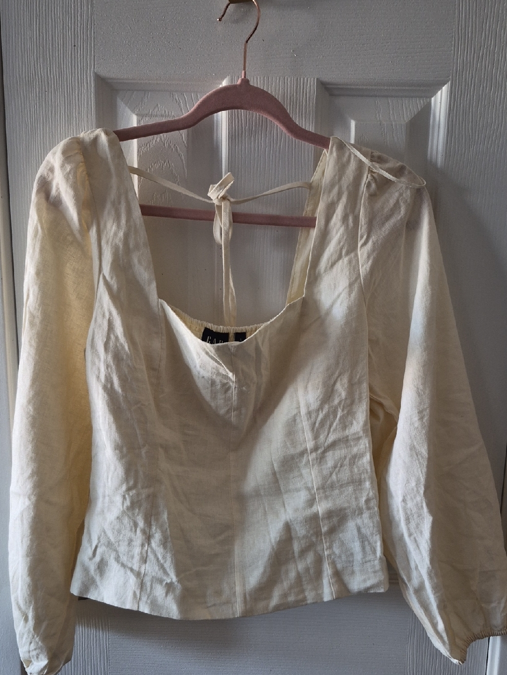 GAP Cream Square-Neck Long Sleeve Blouse